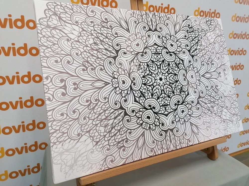 Εικόνα έθνικ Mandala σε μαύρο και άσπρο - 120x80