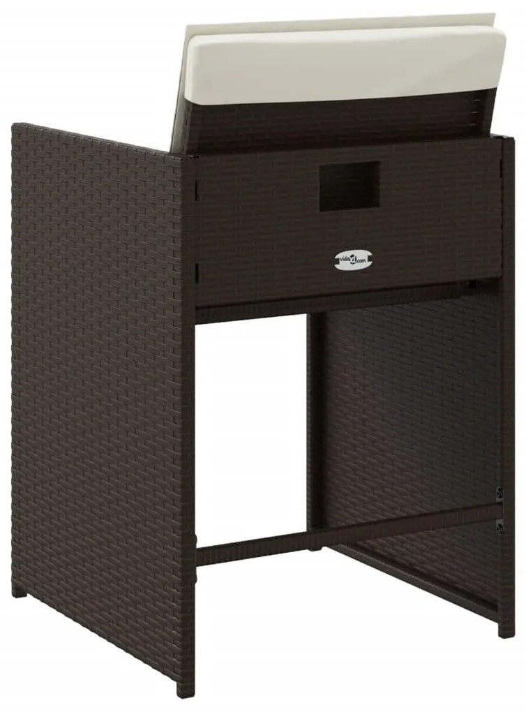 vidaXL Καρέκλες Κήπου 4 τεμ. Καφέ Συνθ. Ρατάν Μαξιλάρια