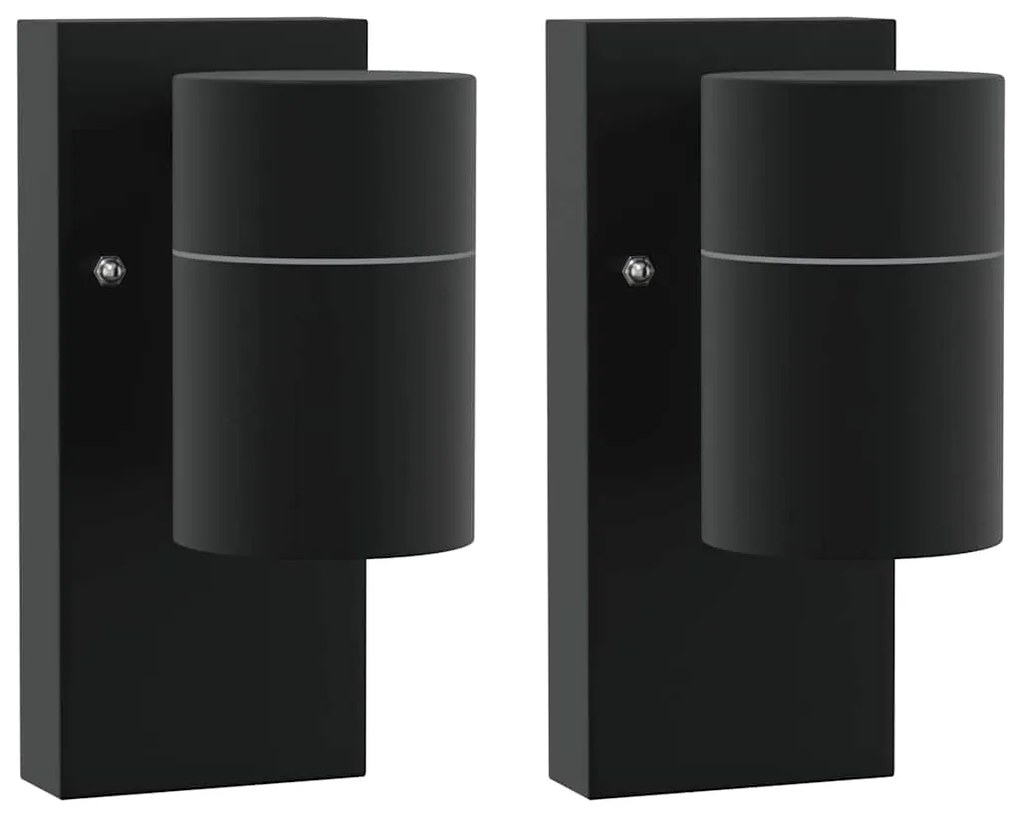 vidaXL Εξωτερικά Φωτιστικά Τοίχου 2 pcs Μαύρο 6.5 x 10.5 x 16 εκ.