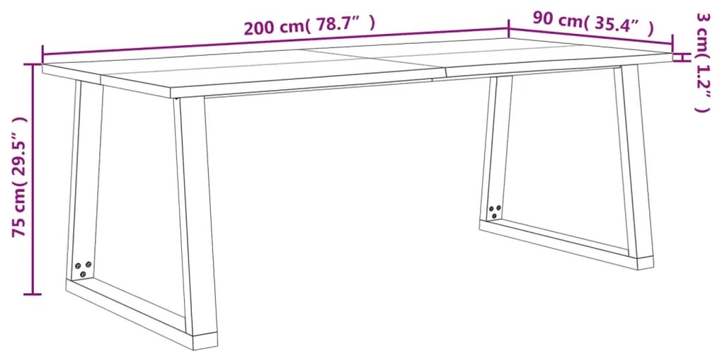 ΤΡΑΠΕΖΑΡΙΑ ΜΕ ΦΥΣΙΚΟ ΠΕΡΙΓΡΑΜΜΑ 200X90X75 ΕΚ ΜΑΣΙΦ ΞΥΛΟ ΑΚΑΚΙΑΣ 353292