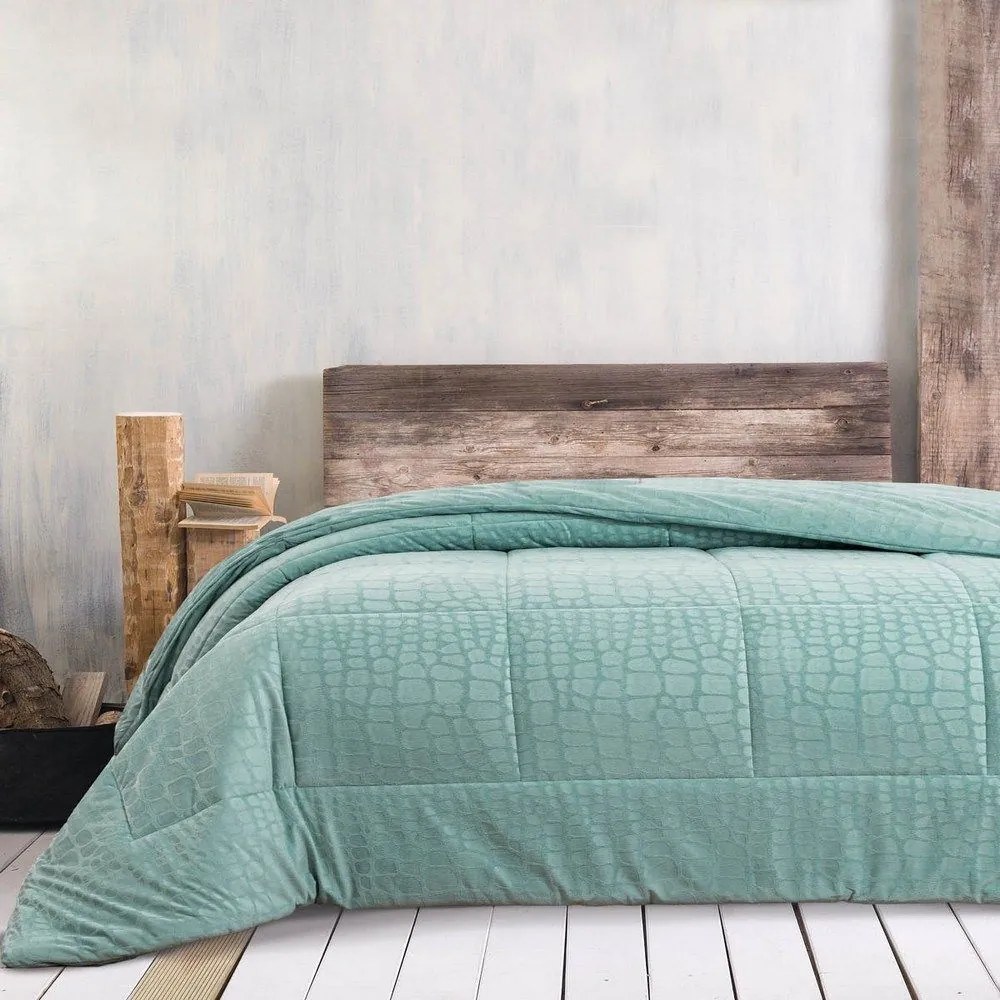 Κουβερτοπάπλωμα Croco Velvet Aqua Ρυθμός Υπέρδιπλo 220x240cm Velvet