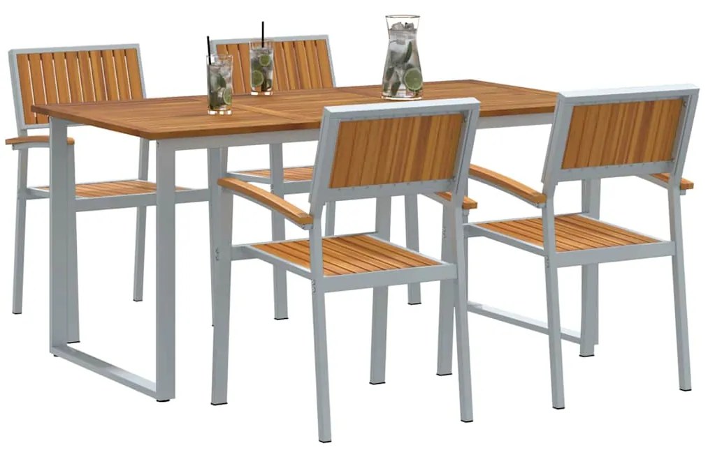 vidaXL Σέτ φαγητού για κήπο 5 pcs Γκρι και καφέ 160 x 80 x 75 cm