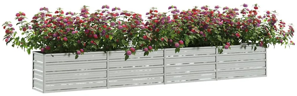 vidaXL Ζαρντινιέρα Υπερυψωμένη Ασημί 320x40x45 εκ. Γαλβανισμ. Χάλυβας