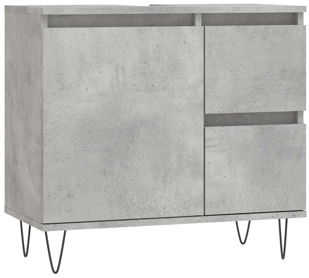 vidaXL Ντουλάπι Μπάνιου Γκρι Σκυροδέματος 65x33x60 εκ. Επεξ. Ξύλο