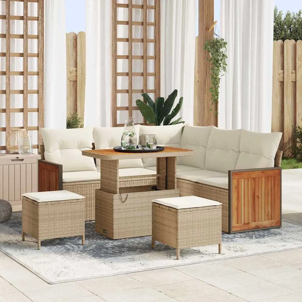 vidaXL Σετ Καναπέ Κήπου 8 pcs Μπεζ, Κρέμα 90 x 55 x 71 cm