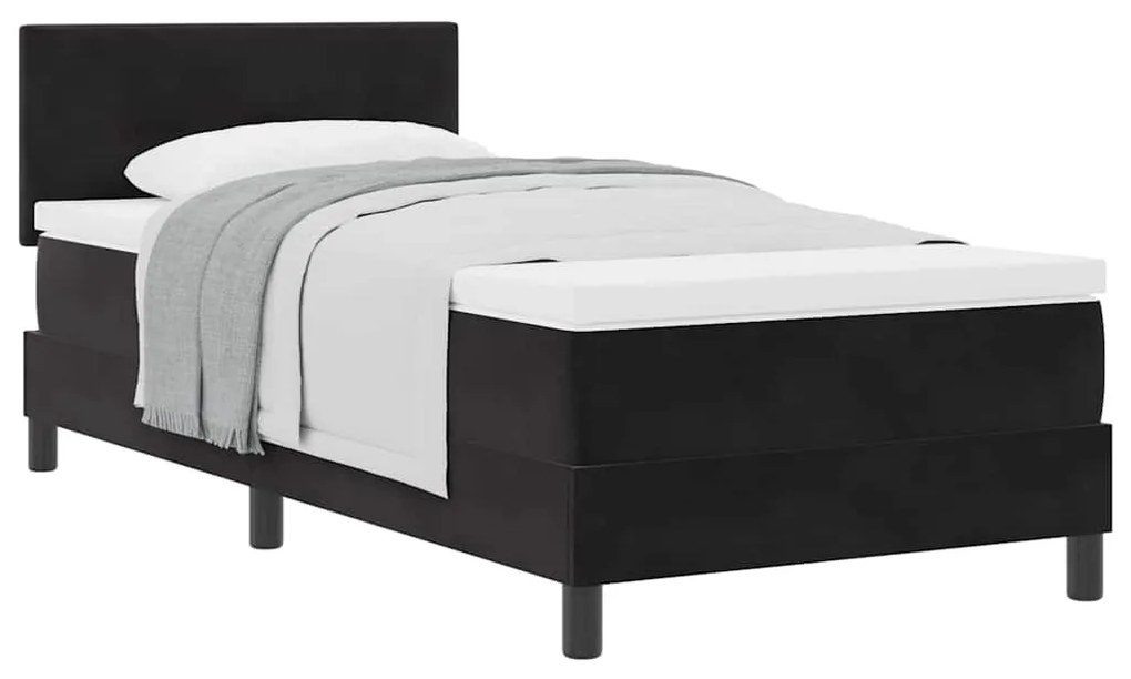 vidaXL Κρεβάτι με Ελατήρια και Στρώμα Μαύρο 90 x 190 cm ύφασμα