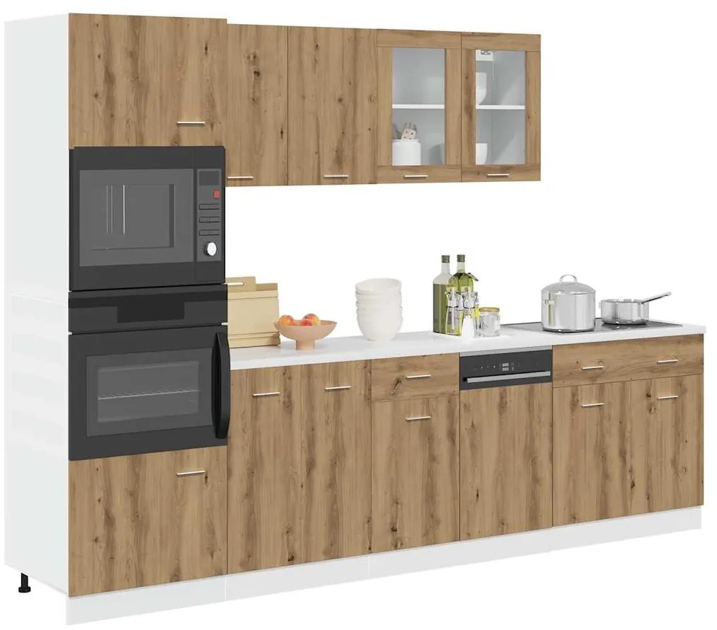 vidaXL 7 τεμαχίων σετ ντουλαπιών κουζίνας Artisan Δρυς Engineered Wood
