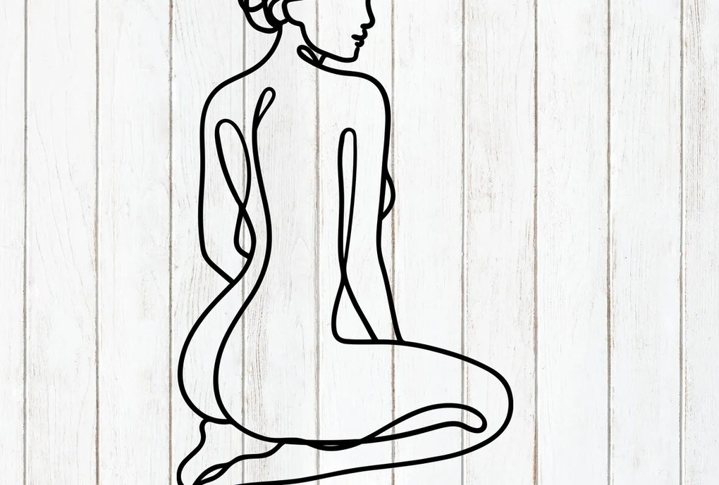 Σετ των 3 Intra απο ξύλο plywood 3mm-4mm πάχος - Elegant Woman One Line Art Δίασταση 6x6 cm INTRAFABR-124400128