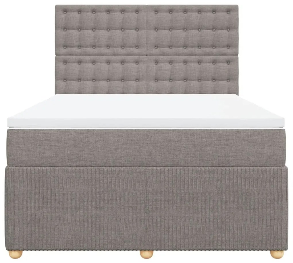 Κρεβάτι Boxspring με Στρώμα Taupe 140x200 εκ. Υφασμάτινο - Μπεζ-Γκρι