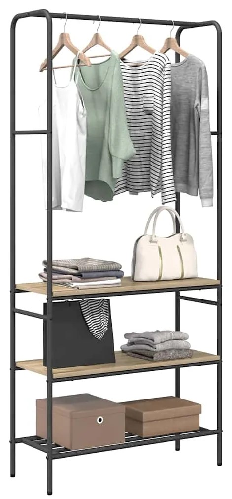 vidaXL Ράφι Ρούχων Δρύς Sonoma 77 x 30 x 171 εκ Επεξεργασμένο ξύλο