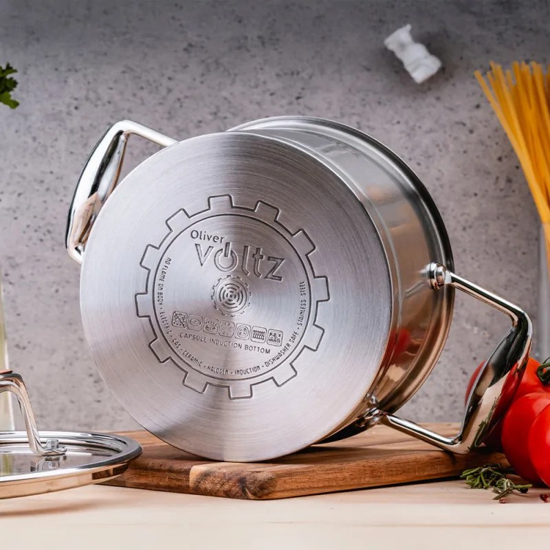 Κατσαρόλα Oliver Voltz OV51210P22 Berlin Premium Collection, 22 cm, 4,7 l, Ανοξείδωτο 18/10, Επαγωγή, Inox