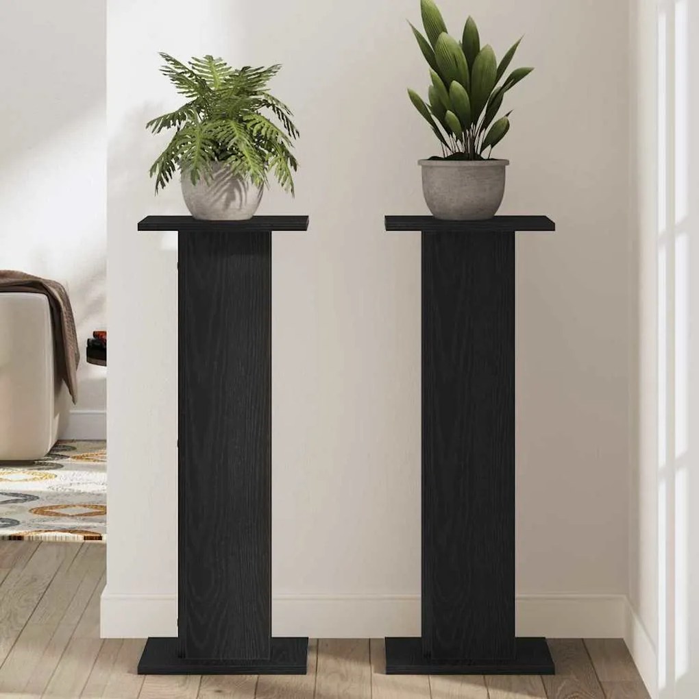 vidaXL Στήριγμα Φυτών 2 τεμ Μαύρη Δρυς 30x30x80 εκ Επεξεργασμένο Ξύλο