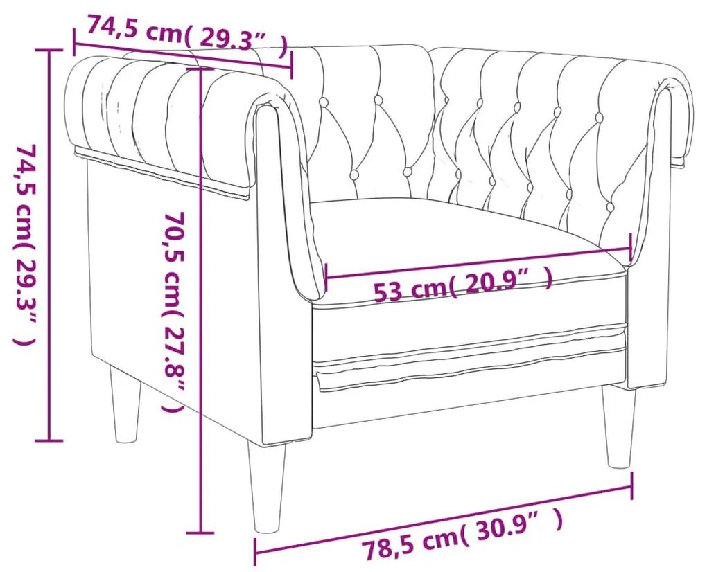 Πολυθρόνα Chesterfield Taupe Υφασμάτινη - Μπεζ-Γκρι