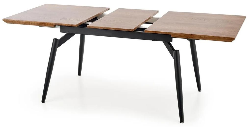 Τραπέζι Houston 602, Δρυς, Μαύρο, 74x80x140cm, 44 kg, Επιμήκυνση, Ινοσανίδες μέσης πυκνότητας, Μέταλλο | Epipla1.gr