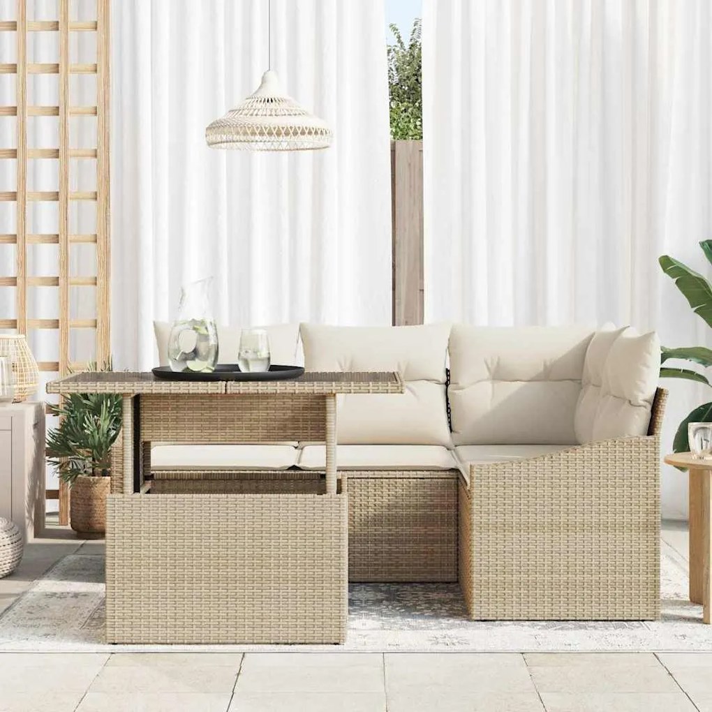 vidaXL Σετ Καναπέ Κήπου 5 pcs μπεζ και κρεμ 100 x 55 x 73 εκ