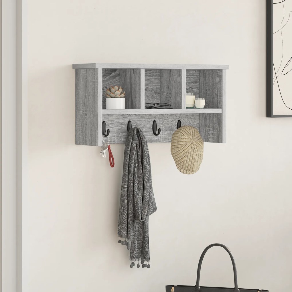 vidaXL Τοίχου Κρεμάστρα Γκρι sonoma 50 x 16 x 26 εκ Επεξεργασμένο ξύλο