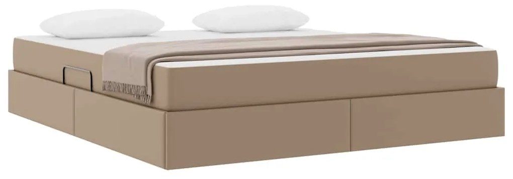 vidaXL Κρεβάτι με αποθηκευτικό χώρο και στρώμα 2 pcs Καπουτσίνο Δέρμα