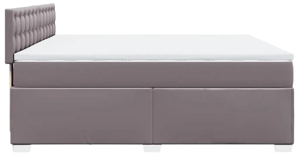 vidaXL Κρεβάτι Boxspring με Στρώμα Γκρι 200x200 εκ. Συνθετικό Δέρμα