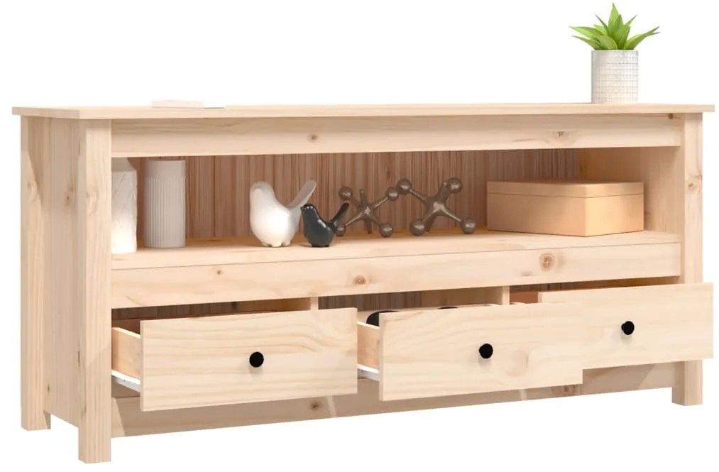 vidaXL Έπιπλο Τηλεόρασης 114 x 35 x 52 εκ. από Μασίφ Ξύλο Πεύκου