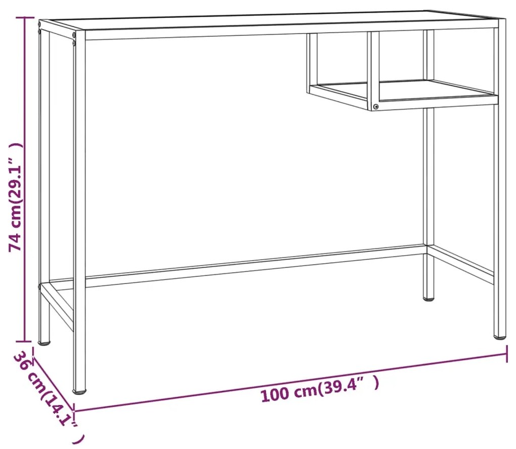 ΓΡΑΦΕΙΟ ΥΠΟΛΟΓΙΣΤΗ ΛΕΥΚΟ / ΧΡΥΣΟ 100 X 36 X 74 ΕΚ. ΑΠΟ ΓΥΑΛΙ 331628