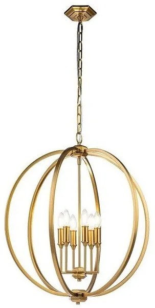 Κρεμαστό Φωτιστικό Οροφής 6xE14 Κρύσταλλο Φ62cm Corinne Elstead Lighting-FE-CORINNE-6P-L-BB-Ορείχαλκος FE-CORINNE-6P-L-BB