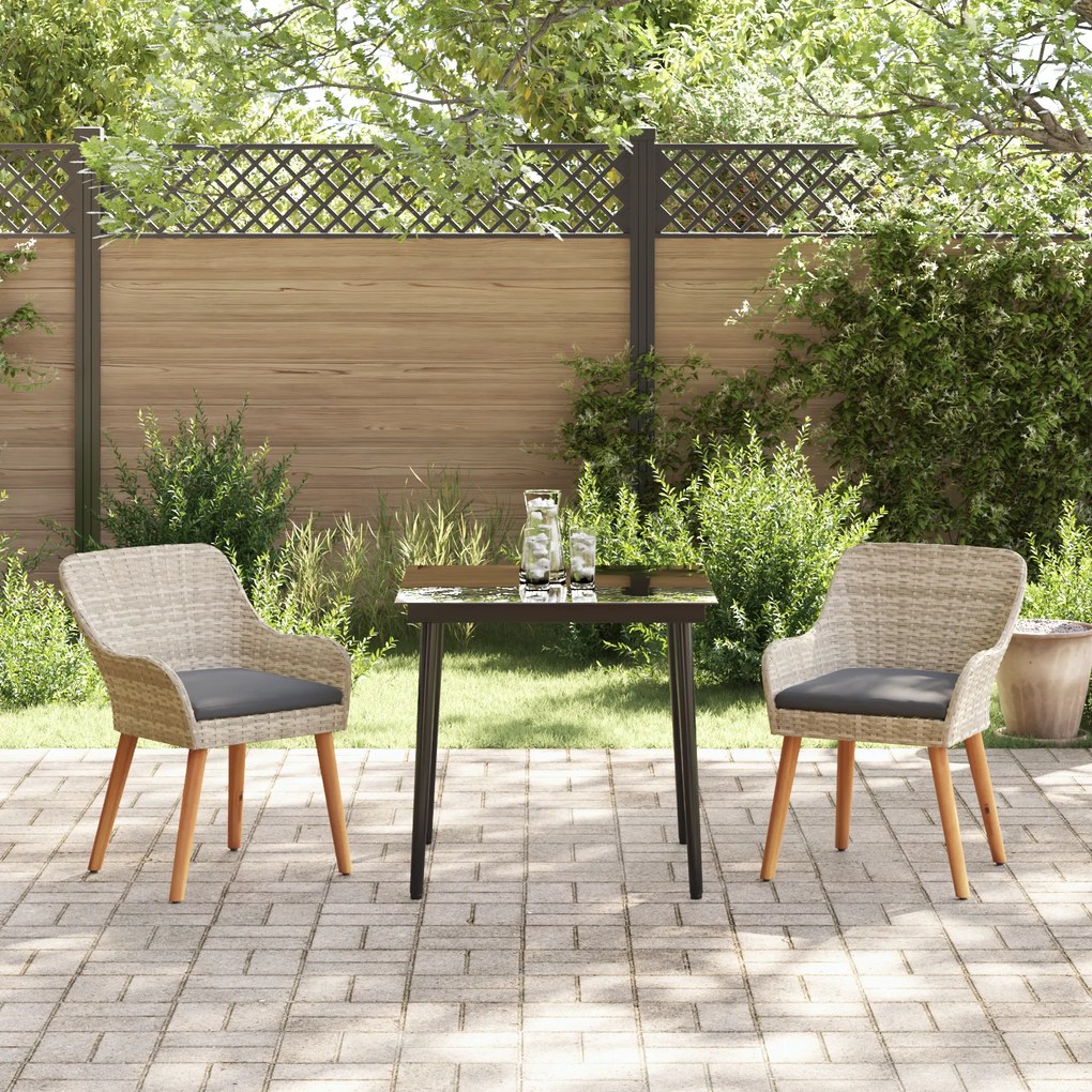 vidaXL Σετ τραπεζαρίας 3 pcs Ανοιχτό γκρι και Μαύρο 80 cm x 80 cm