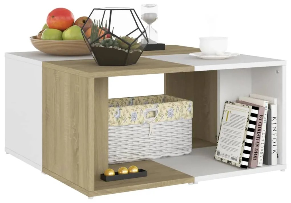 vidaXL Τραπεζάκια Σαλονιού 4 τεμ. Λευκά/Δρυς 33x33x33 εκ. Μοριοσανίδα