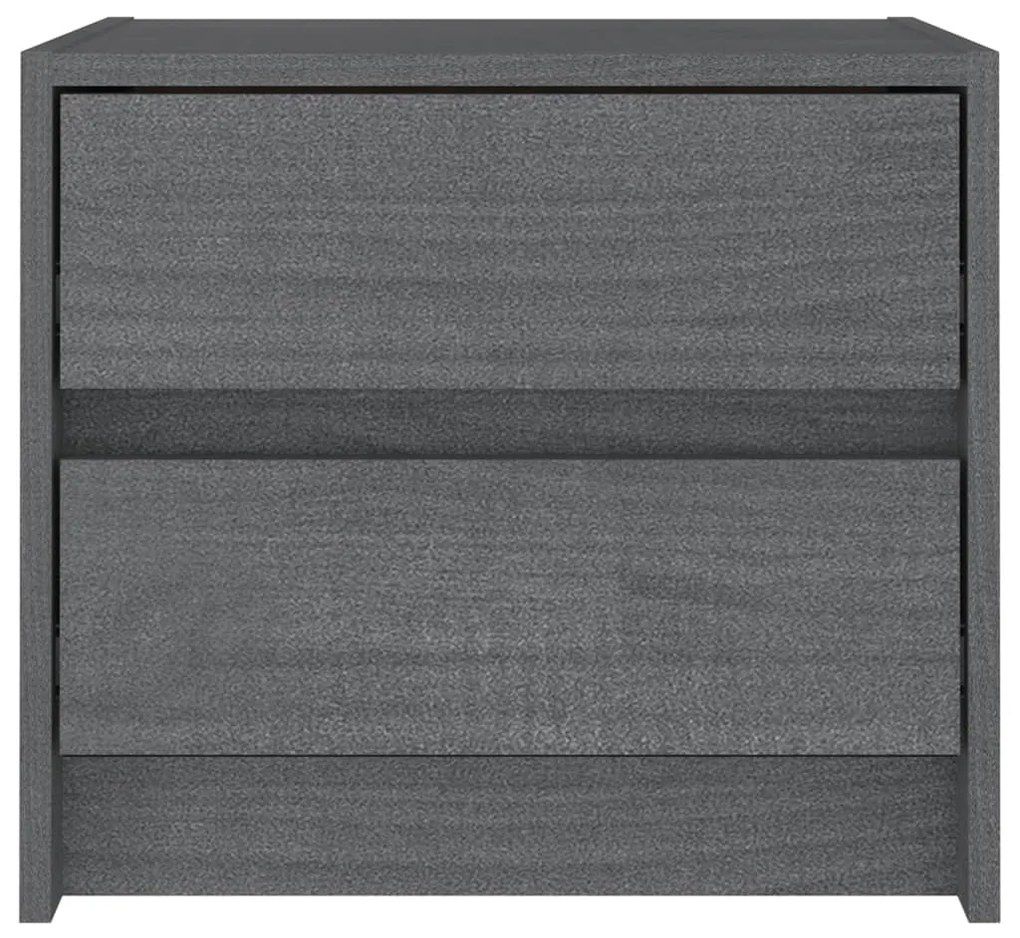 vidaXL Κομοδίνα 2 τεμ. Γκρι 40 x 30,5 x 35,5 εκ. από Μασίφ Ξύλο Πεύκου