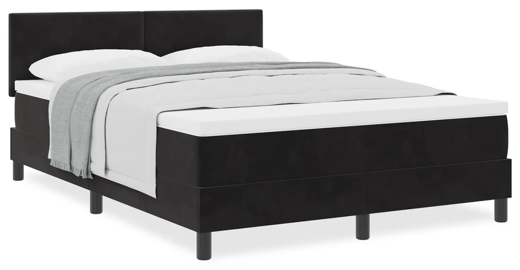 vidaXL κρεβάτι με στρώμα Box Spring Μαύρο 160x200 εκ Βελούδο