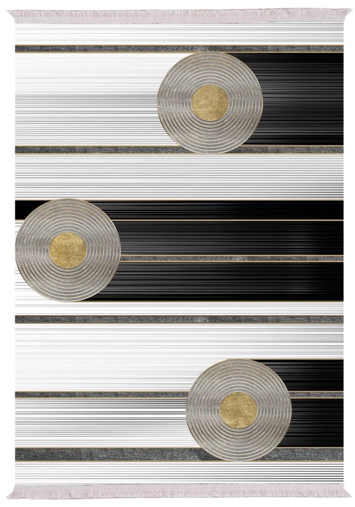 Χαλί σαλονιού JOSIANE C7723.24 με Κρόσια Λευκό - Μαύρο - Χρυσό 180x280 εκ. 180x280x1 εκ.