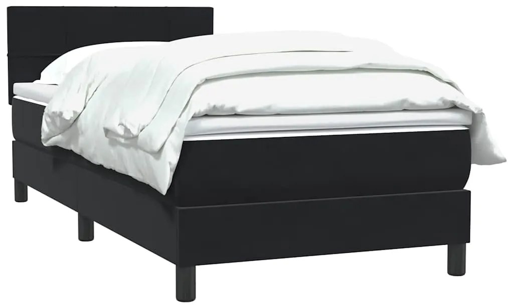 vidaXL Κρεβάτι Boxspring με Στρώμα Μαύρο 90x210 εκ. Βελούδινο