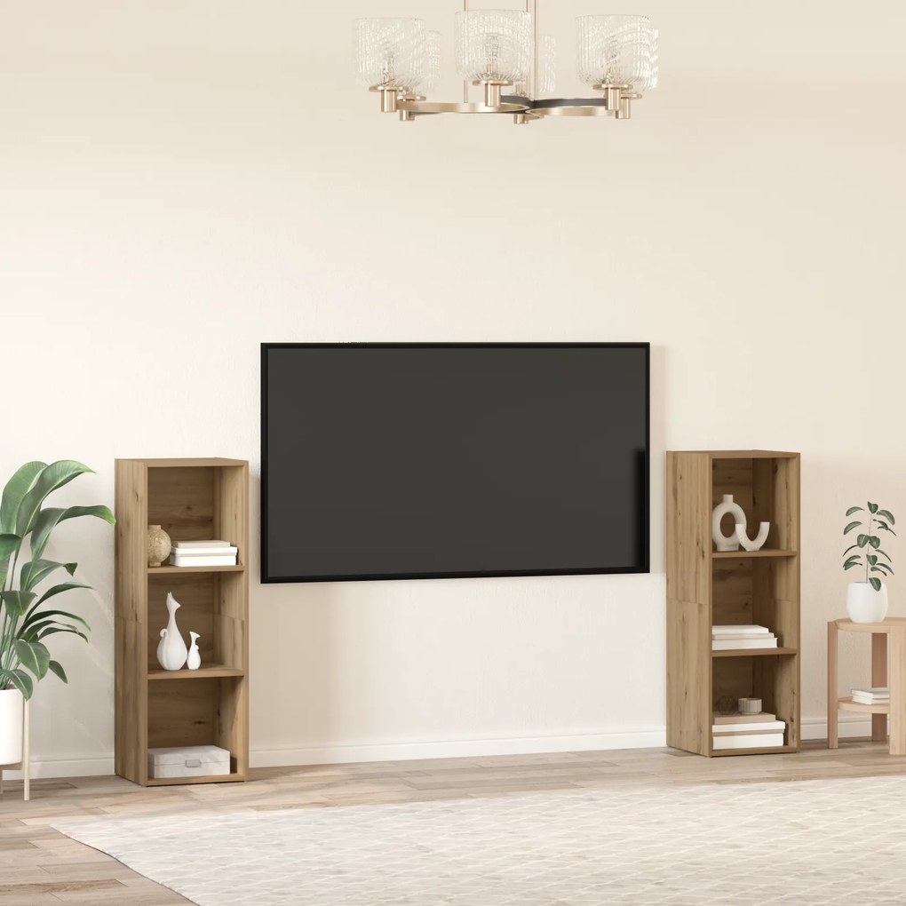 vidaXL Σετ επίπλου τηλεόρασης 2 pcs Χειροποίητη δρυς 107 x 35 x 37 cm