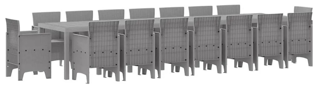 vidaXL Σέτ φαγητού για κήπο 17 pcs Ανοιχτό γκρι Rattan Polt