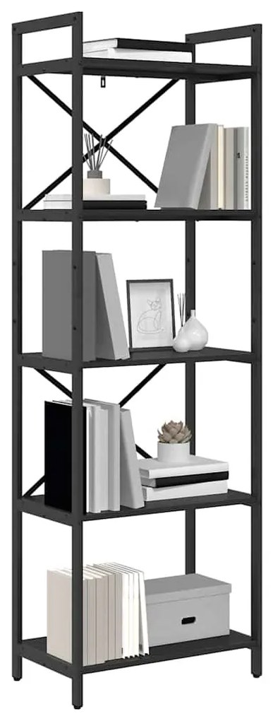 vidaXL Ράφι Βιβλίων Μαύρη Οξυά 56 x 34 x 171 εκ Επεξεργασμένο ξύλο