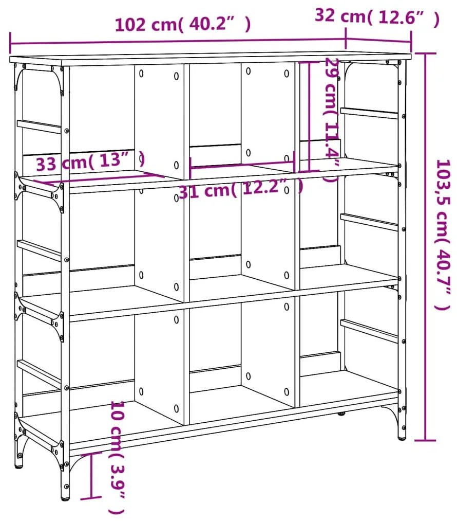 Ραφιέρα Γκρι Sonoma 102 x 32 x 103,5 εκ. από Επεξεργασμένο Ξύλο - Γκρι