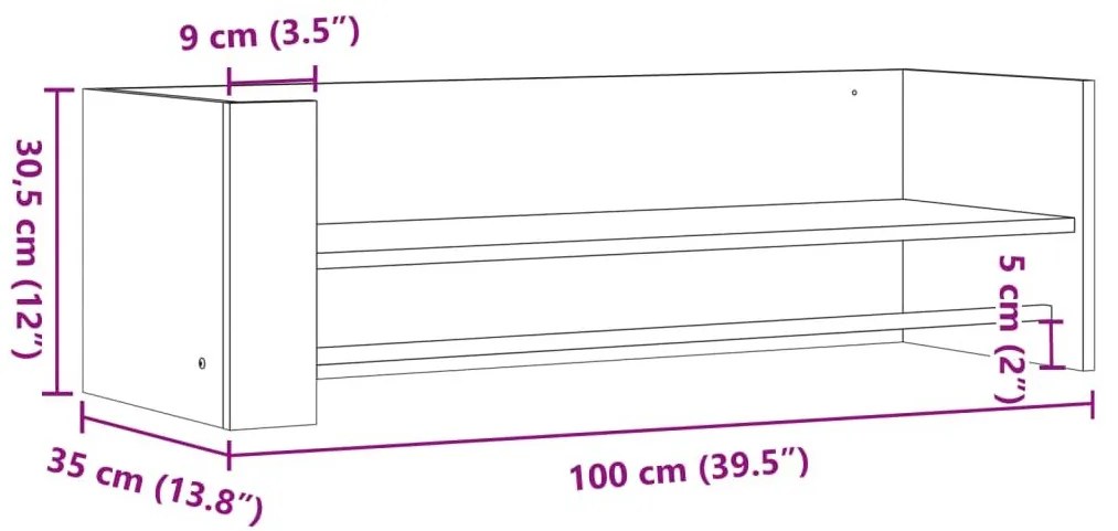 Ράφι Τοίχου Λευκό 100x35x30,5 εκ. από Επεξεργασμένο Ξύλο - Λευκό