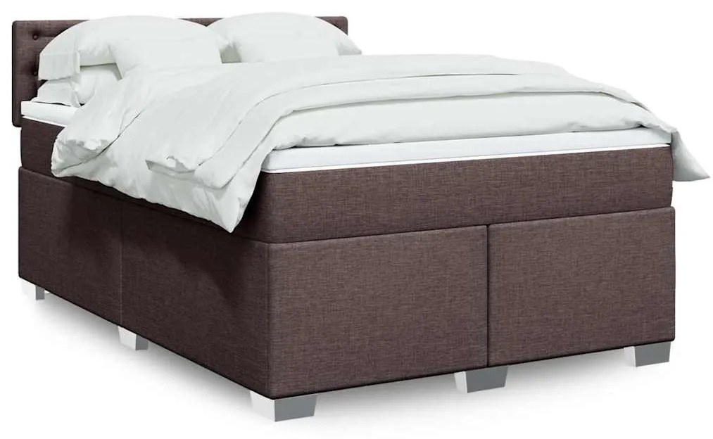 vidaXL Κρεβάτι Boxspring με Στρώμα Σκούρο Καφέ 140x190 εκ. Υφασμάτινο