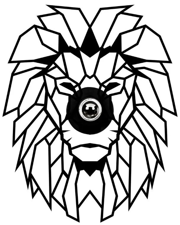 Megapap Απλίκα Τοίχου Lion E27 Mdf Μαύρο 39x12x49εκ.