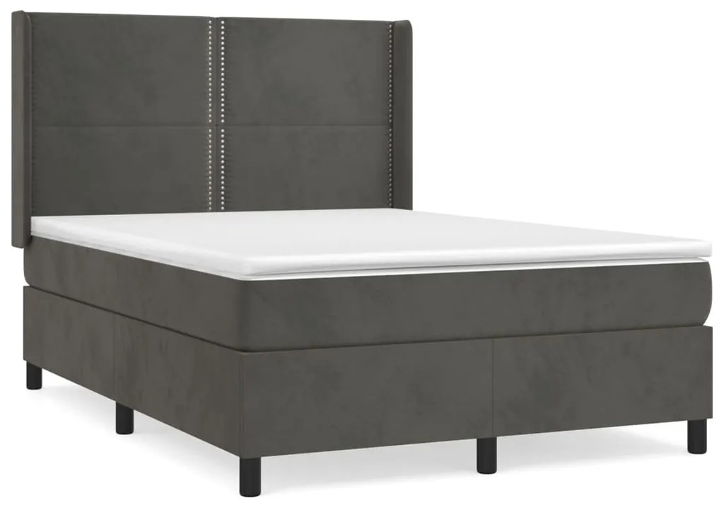 ΚΡΕΒΑΤΙ BOXSPRING ΜΕ ΣΤΡΩΜΑ ΣΚΟΥΡΟ ΓΚΡΙ 140X200 ΕΚ. ΒΕΛΟΥΔΙΝΟ 3132622