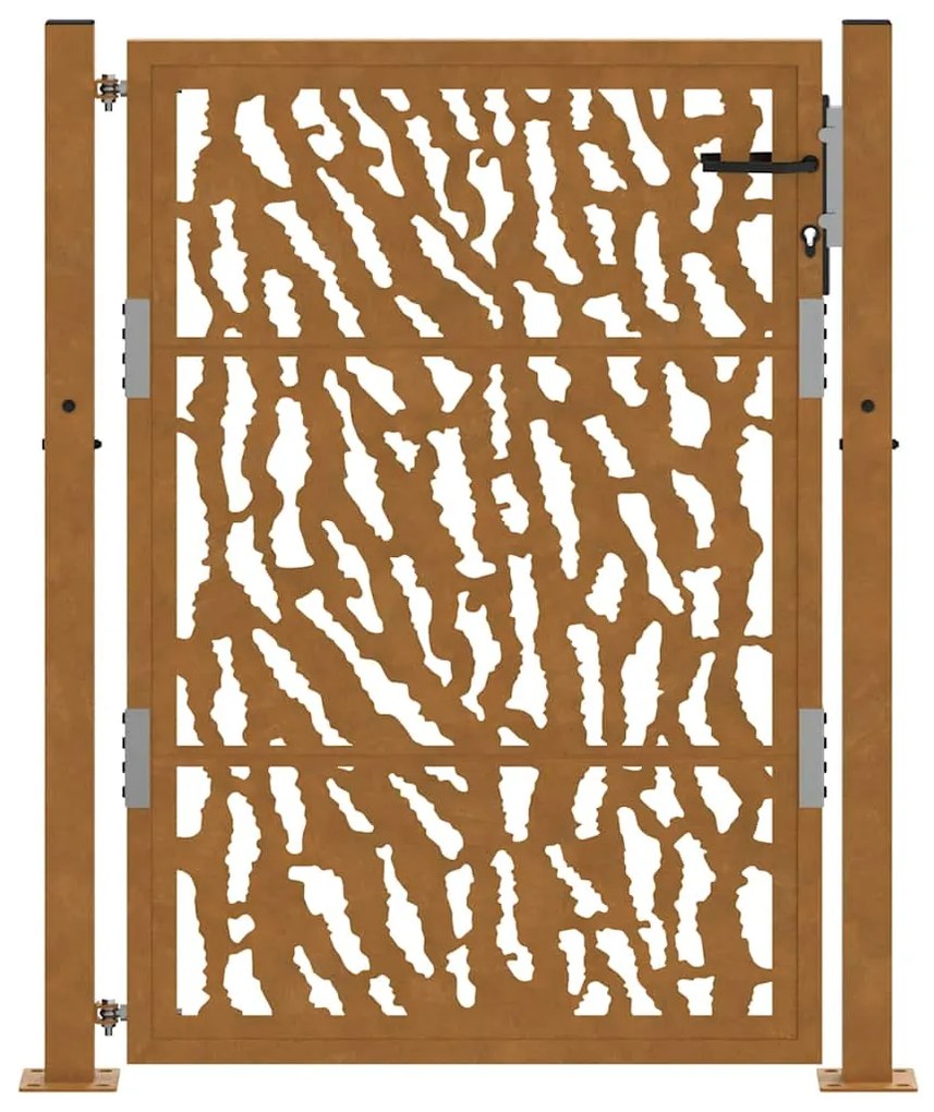 Πύλη κήπου 105x130 cm από διαβρωμένο χάλυβα με σχεδιασμό ίχνους - Καφέ