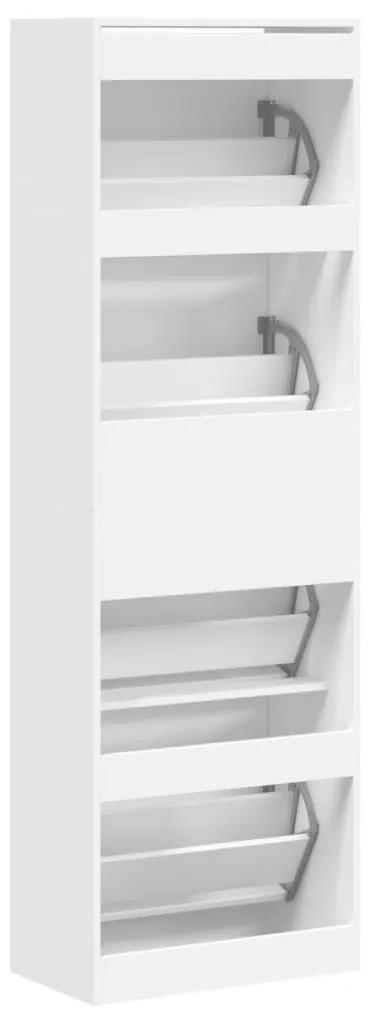 Παπουτσοθήκη με 4 Ανακλινόμενα Συρτάρια Λευκή 60x34x187,5 εκ. - Λευκό
