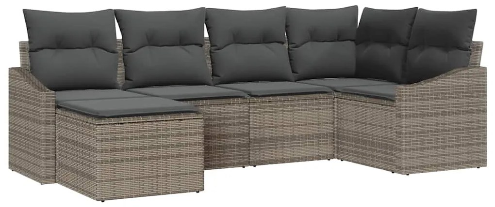 vidaXL Σετ Καναπέ Κήπου 6 pcs Γκρι Πολυ ράταν