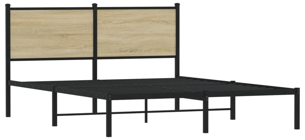 vidaXL Σκελετός Κρεβ. Χωρίς Στρώμα Sonoma Δρυς 140x200 εκ. Μεταλλικό