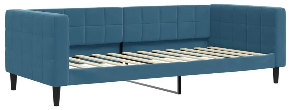 vidaXL Καναπές Κρεβάτι Συρόμενος Μπλε 90x200 εκ. Βελούδινος &amp; Συρτάρια