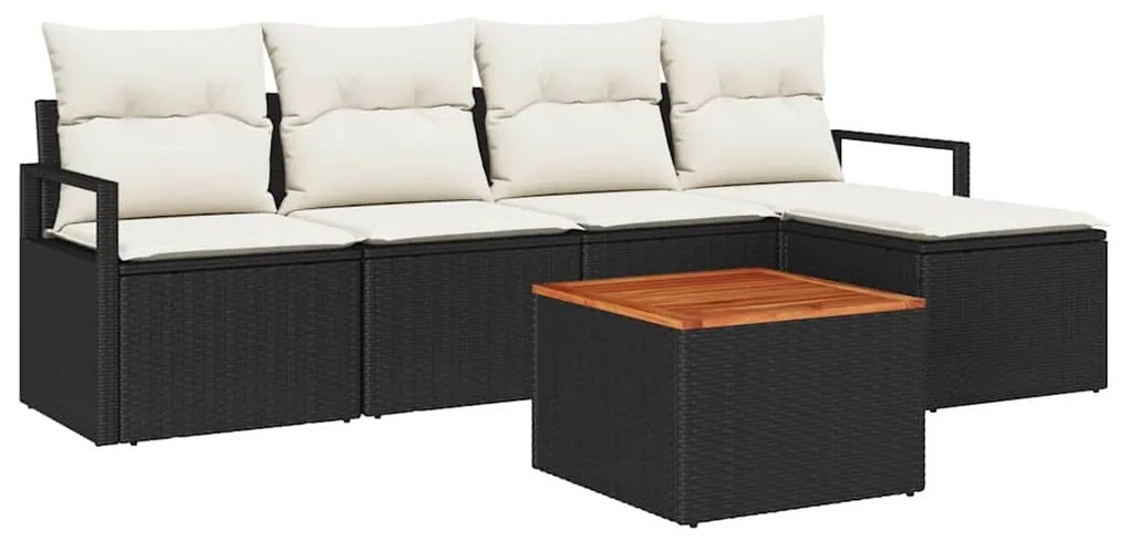 vidaXL Σετ Καναπέ Κήπου 6 pcs Μαύρος, λευκός