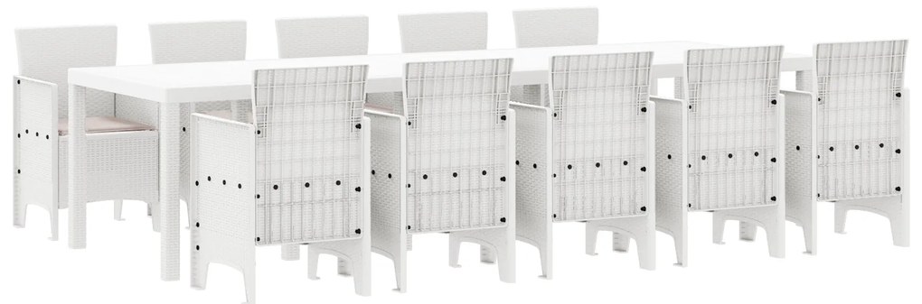 vidaXL Σέτ φαγητού για κήπο με μαξιλάρι 11 pcs Λευκό και ταμπά Μεγάλο
