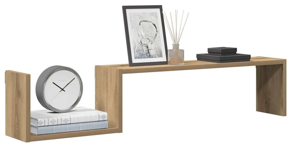 Ραφιέρες Τοίχου 2 τεμ. Αρτισιανή Δρυς 100x15x20εκ. Επεξεργ Ξύλο