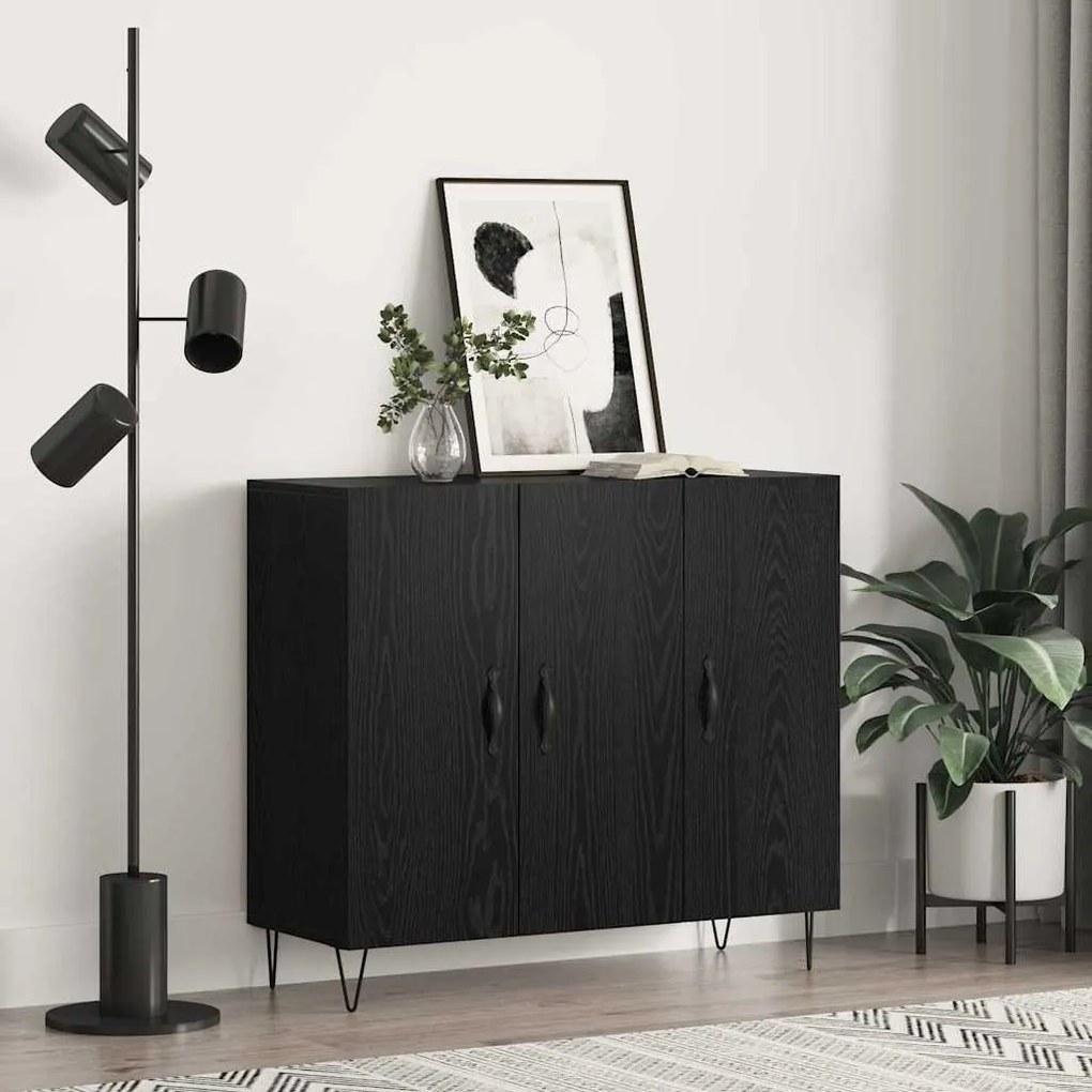 vidaXL Πλαϊνό γραφείο Μαύρη δρυς 90 x 34 x 80 εκ. Επεξεργασμένο ξύλο