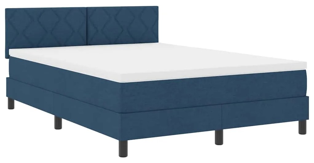 vidaXL Κρεβάτι με ελατήρια με στρώμα Μπλε 140 x 200 cm ύφασμα