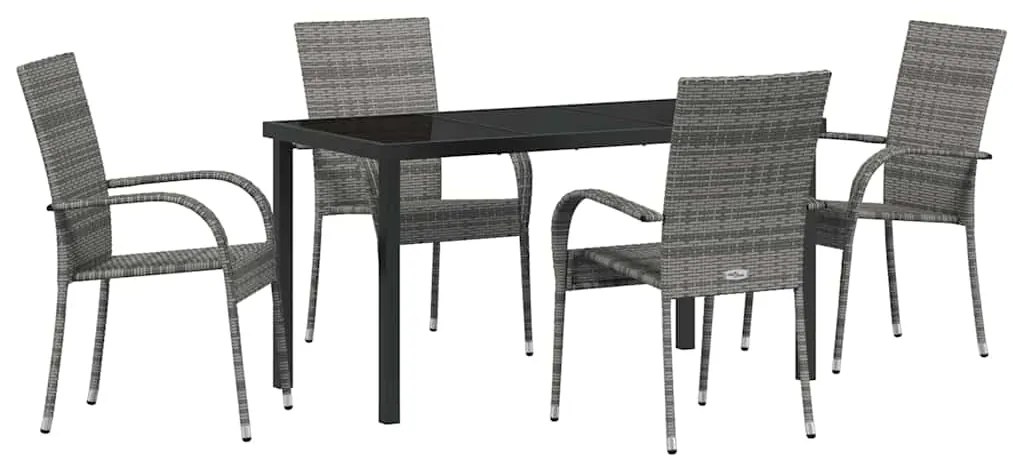 vidaXL Σέτ φαγητού για κήπο 5 pcs Γκρι Χάλυβας με επίστρωση πούδρας